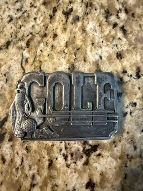 Vintage 1985 Golf Belt Buckle Pewter Metal